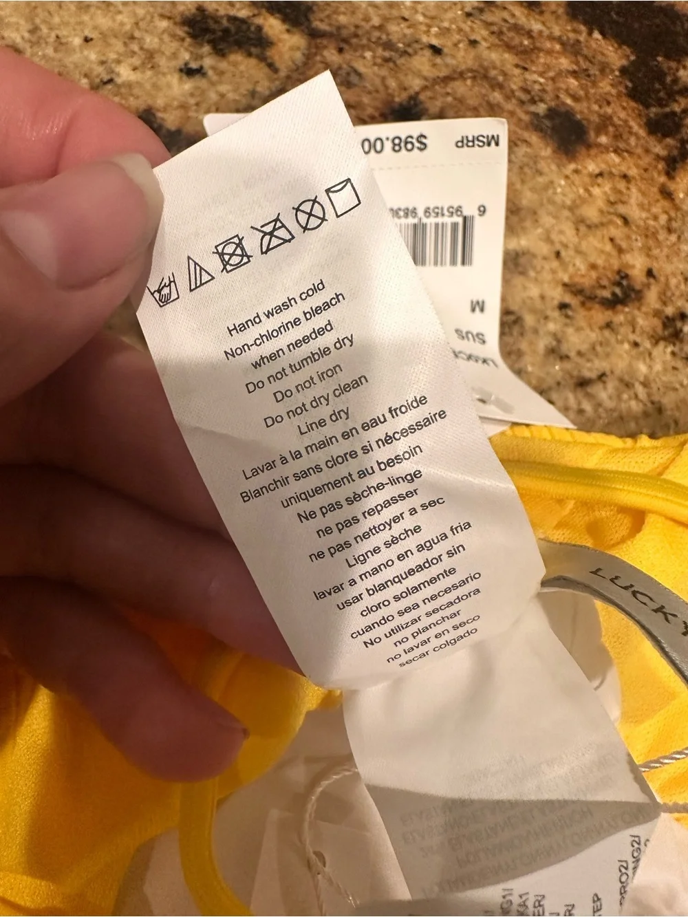 Lucky Brand Yellow Ribbed One-Piece Swimsuit
